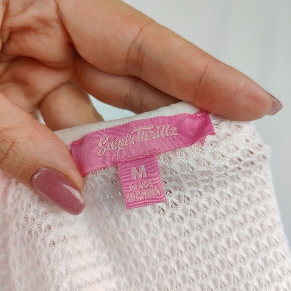 Dollskill ♡ Sugar Thrillz ♡ Coquette Pink Rose Cropped Tank Top - Medium - Picture 4 of 5